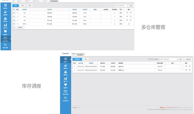 网页版智慧商贸V2.3支持多仓库管理、库存调拨等功能